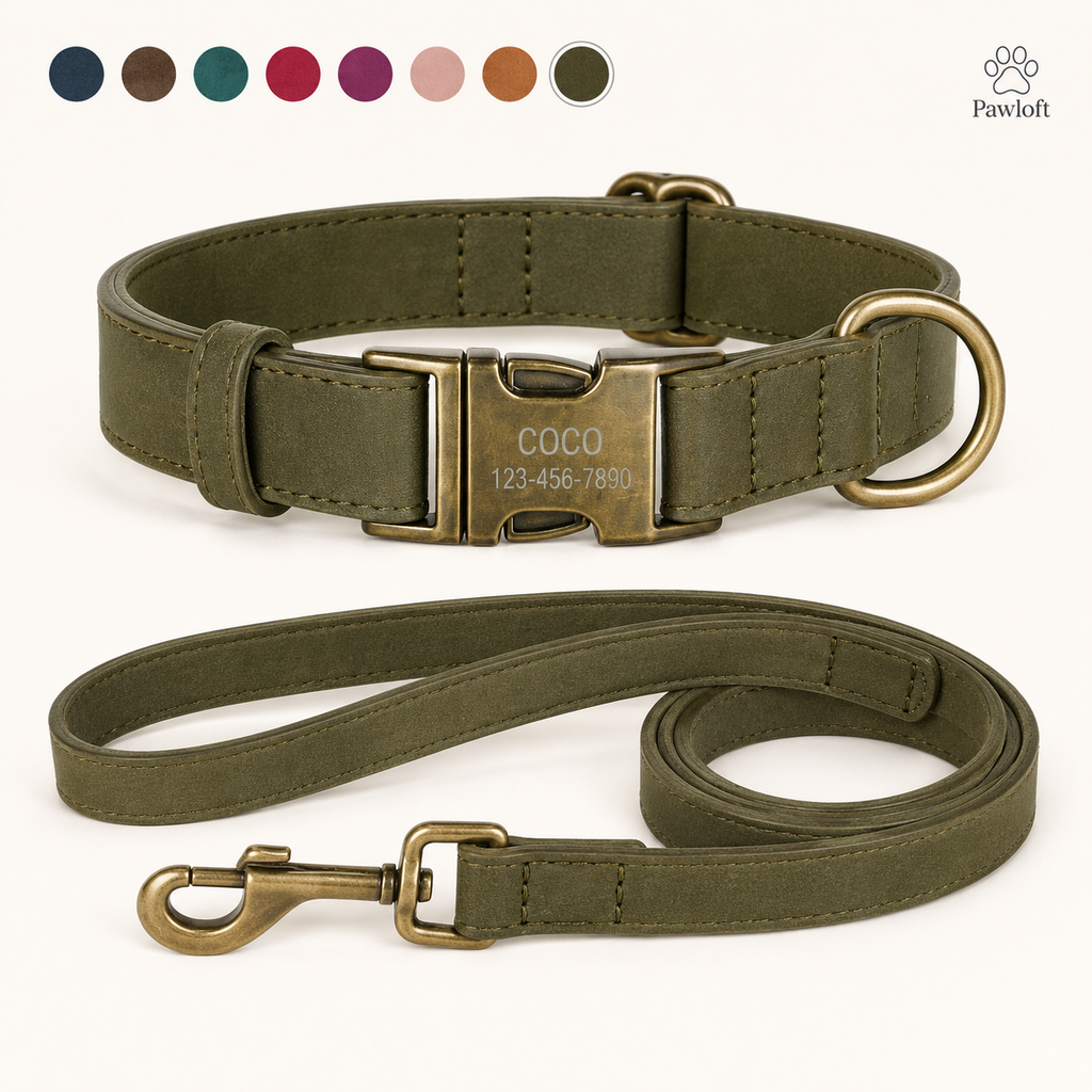 Personalized Dog Walking Set — Engraved Collar & Leash