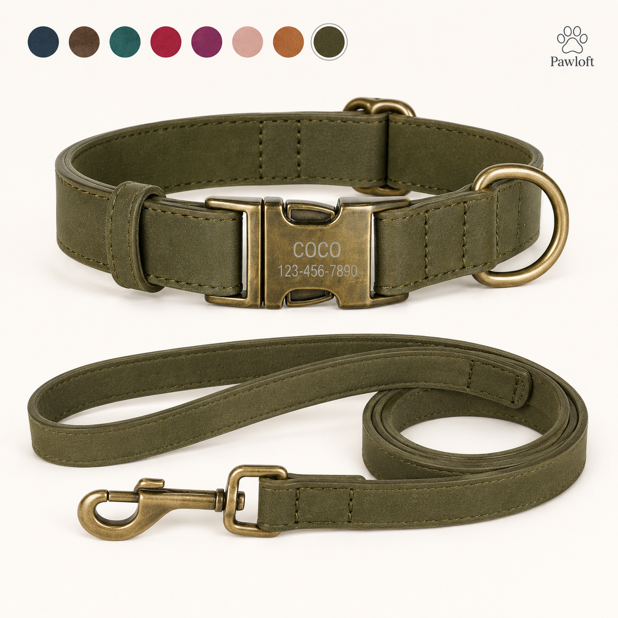 Personalized Dog Walking Set — Engraved Collar & Leash