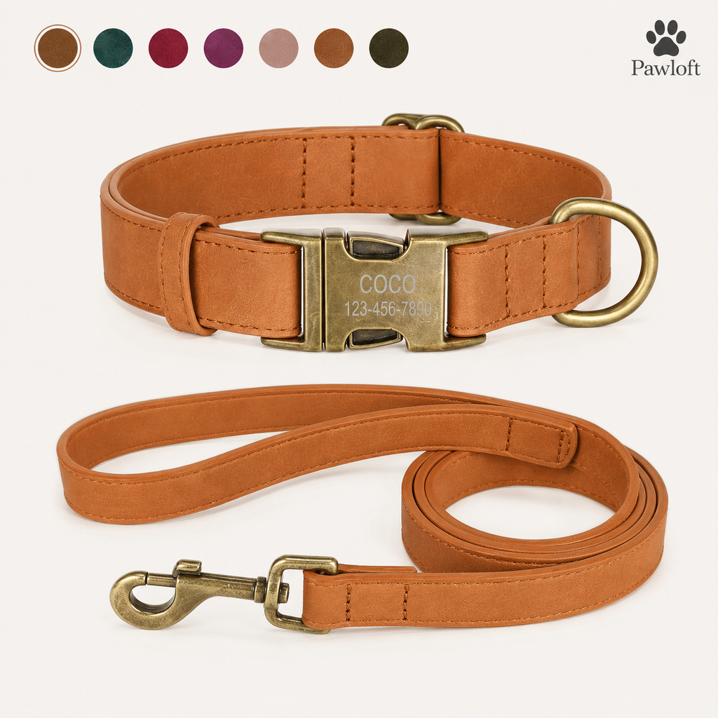 Personalized Dog Walking Set — Engraved Collar & Leash