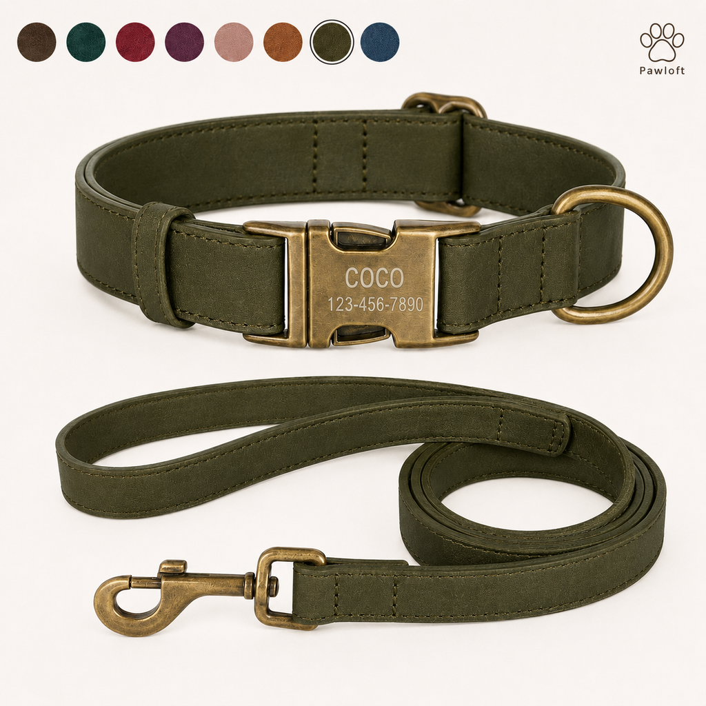 Personalized Dog Walking Set — Engraved Collar & Leash