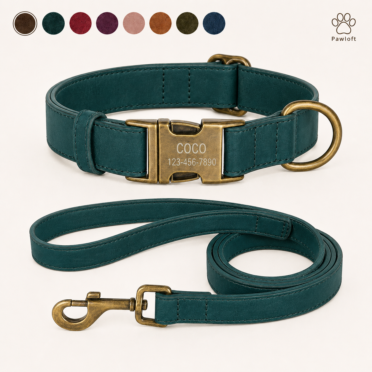 Personalized Dog Walking Set — Engraved Collar & Leash